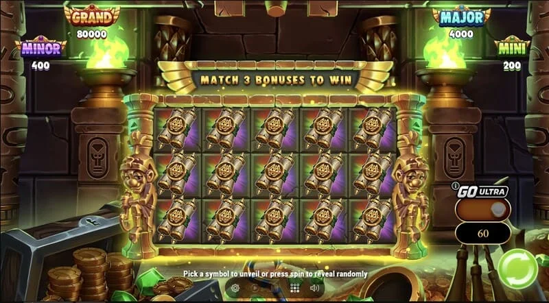Wrappin' More Gold - grid Collect & Win dengan mumia yang semakin membesar