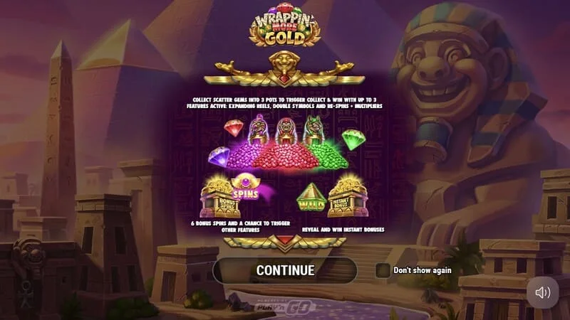 Wrappin' More Gold - menu utama dengan mumia dan piramid